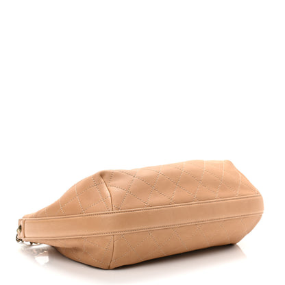 Chanel Calfskin Stitched Medium Drawstring CC Bag Beige 4 of 10