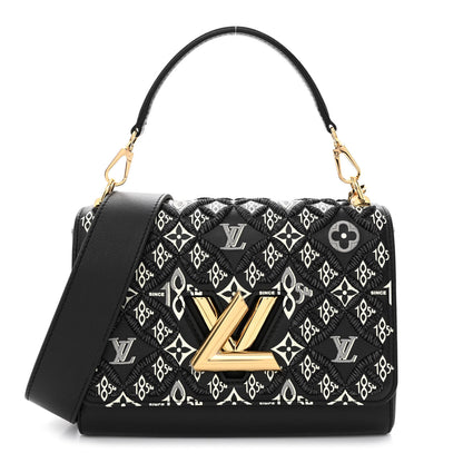 Louis Vuitton Calfskin Since 1854 Embroidered Twist MM Black 3 of 12