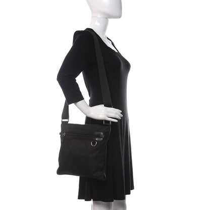 Prada Tessuto Nylon Saffiano Flat Messenger Bag Black 2 of 9