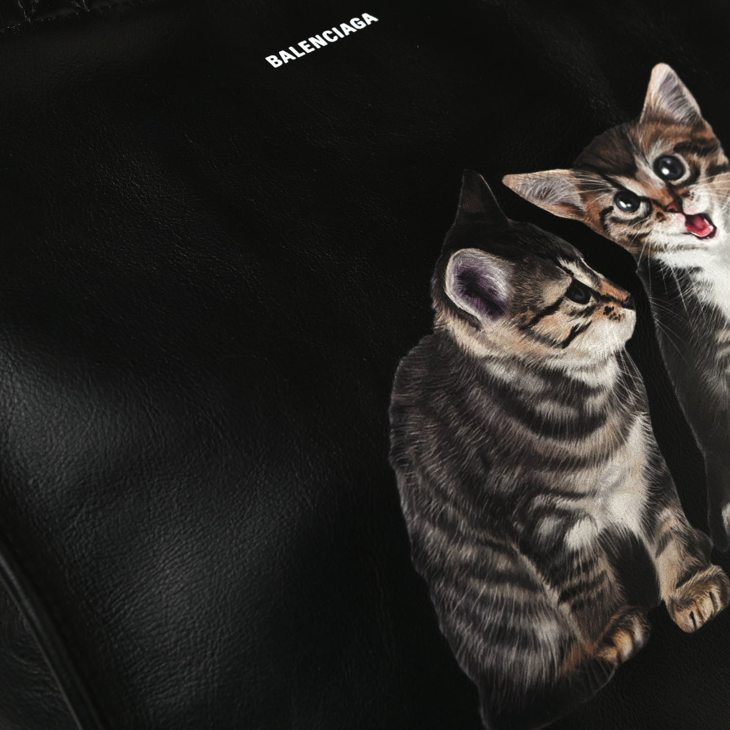 Balenciaga Calfskin Kittens Small Market Shopper Black 11 of 12