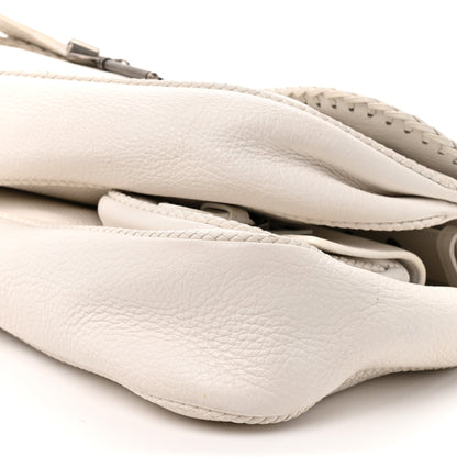 Christian Dior Pebbled Calfskin Braided Gaucho Double Saddle Flap Bag White 10 of 14