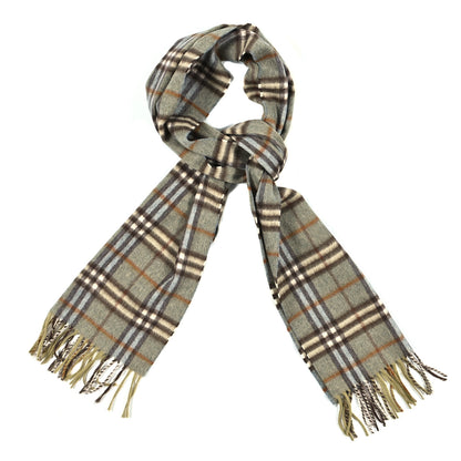 Burberry Cashmere Check Fringe Scarf Sage 1 of 3