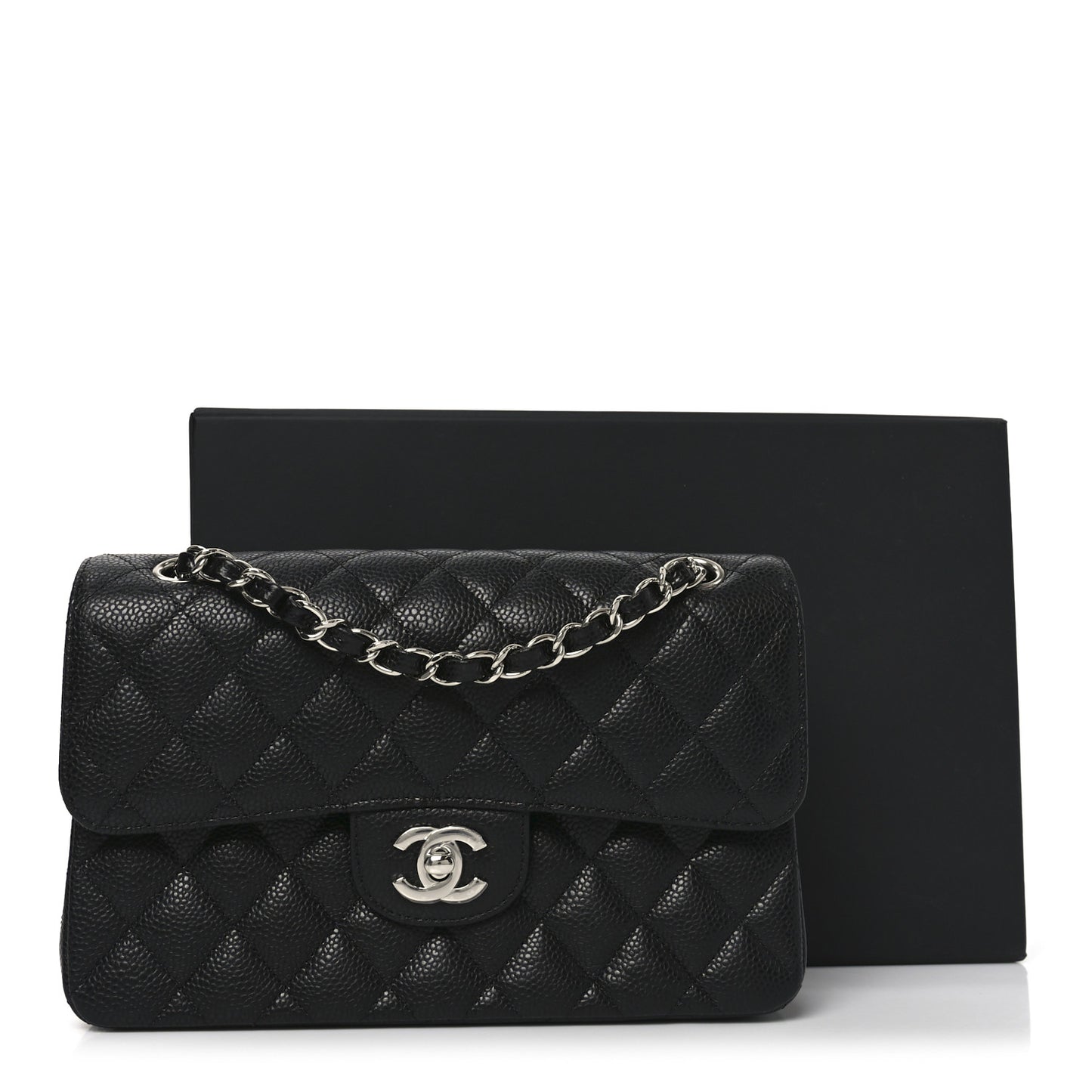 Caviar Quilted Small Double Flap Black