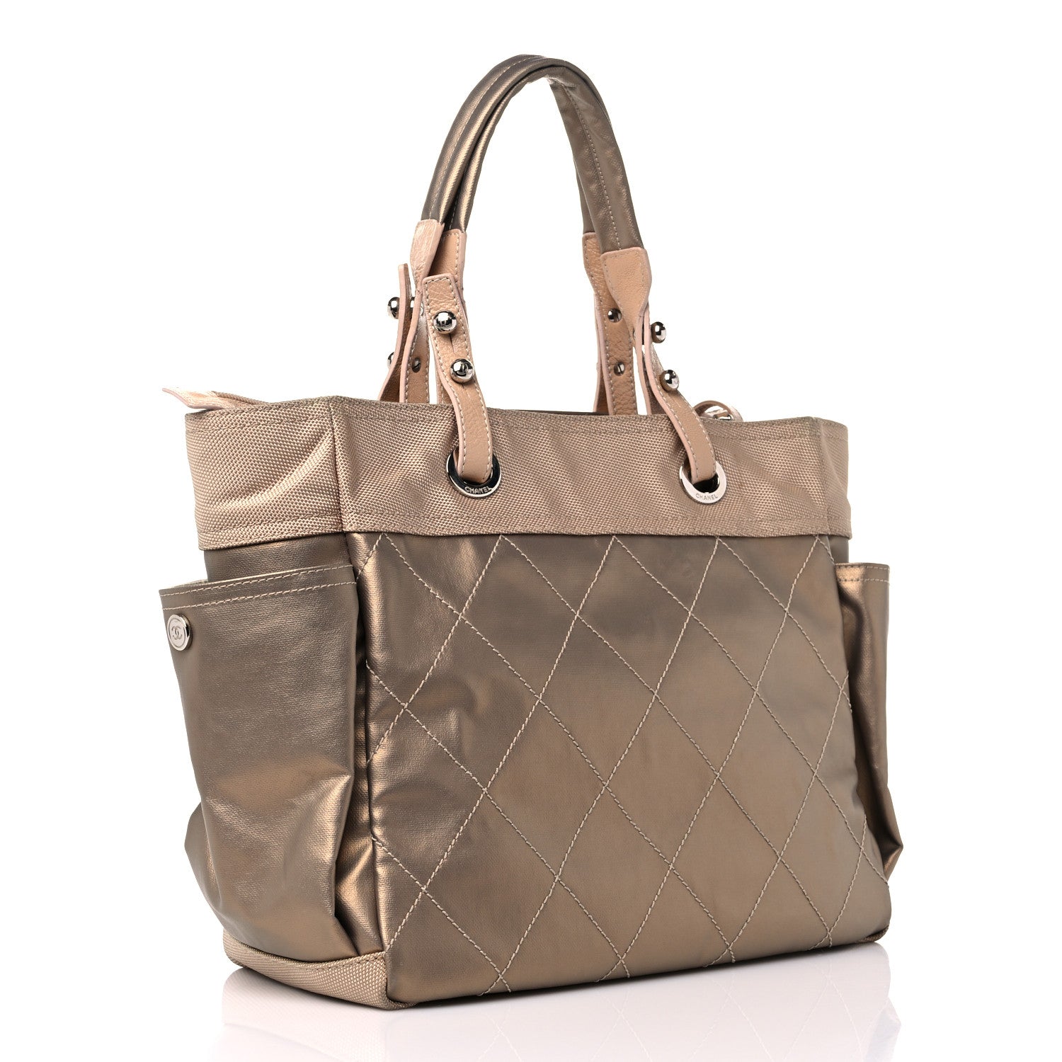 Chanel Metallic Coated Canvas Large Paris Biarritz Tote Gold 4 of 24