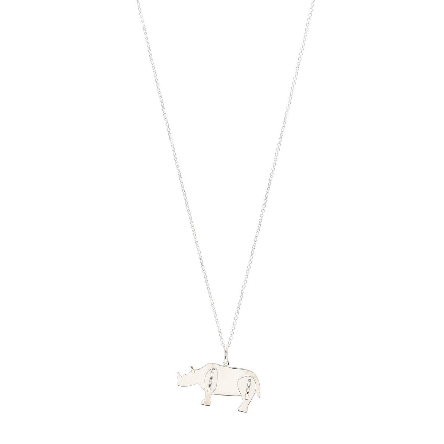 Sterling Silver 18K Rose Gold Save the Wild Rhino Pendant Necklace