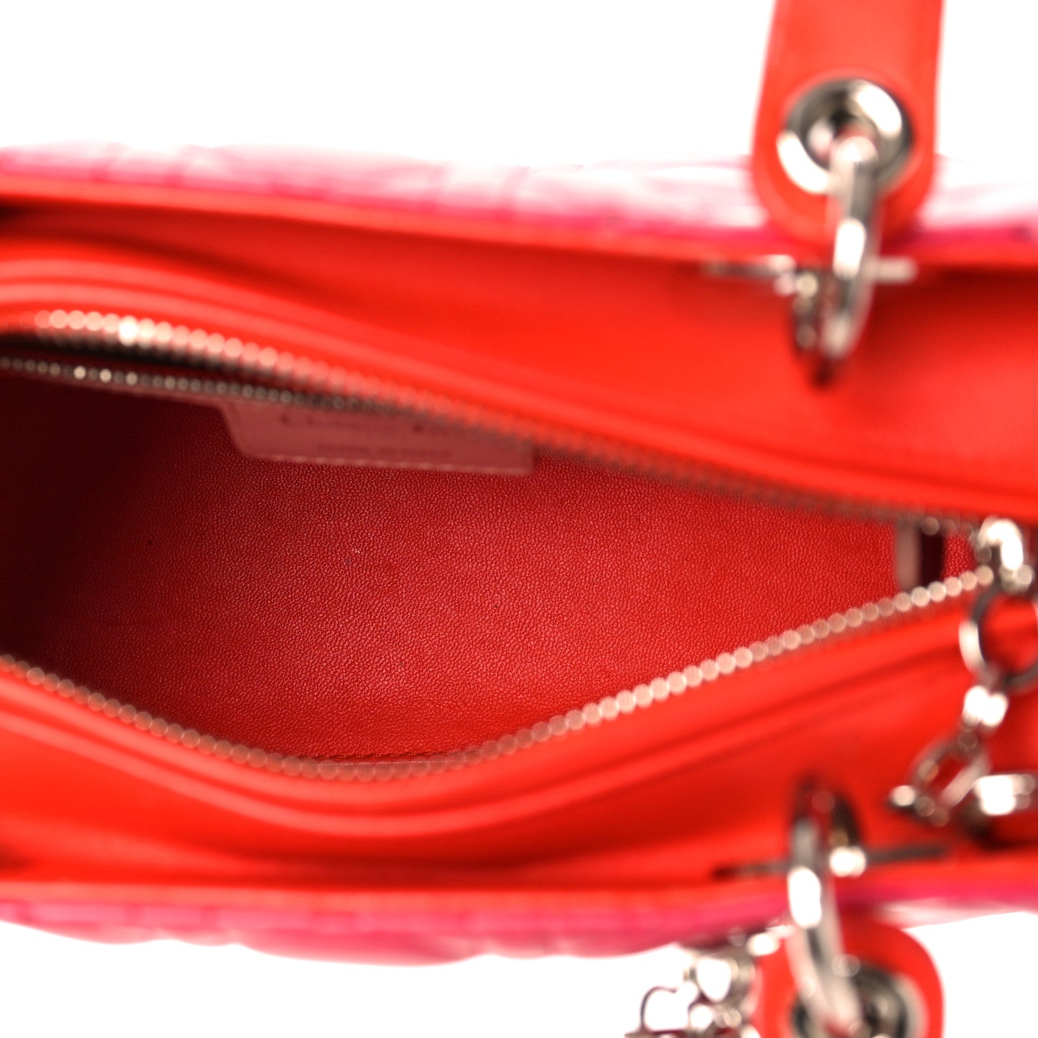 Christian Dior Lambskin Cannage Tri-Color Medium Lady Dior Orange Riviera Fuchsia Cosmopolitan Lipstick Natural 4 of 12