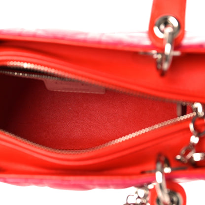Christian Dior Lambskin Cannage Tri-Color Medium Lady Dior Orange Riviera Fuchsia Cosmopolitan Lipstick Natural 4 of 12