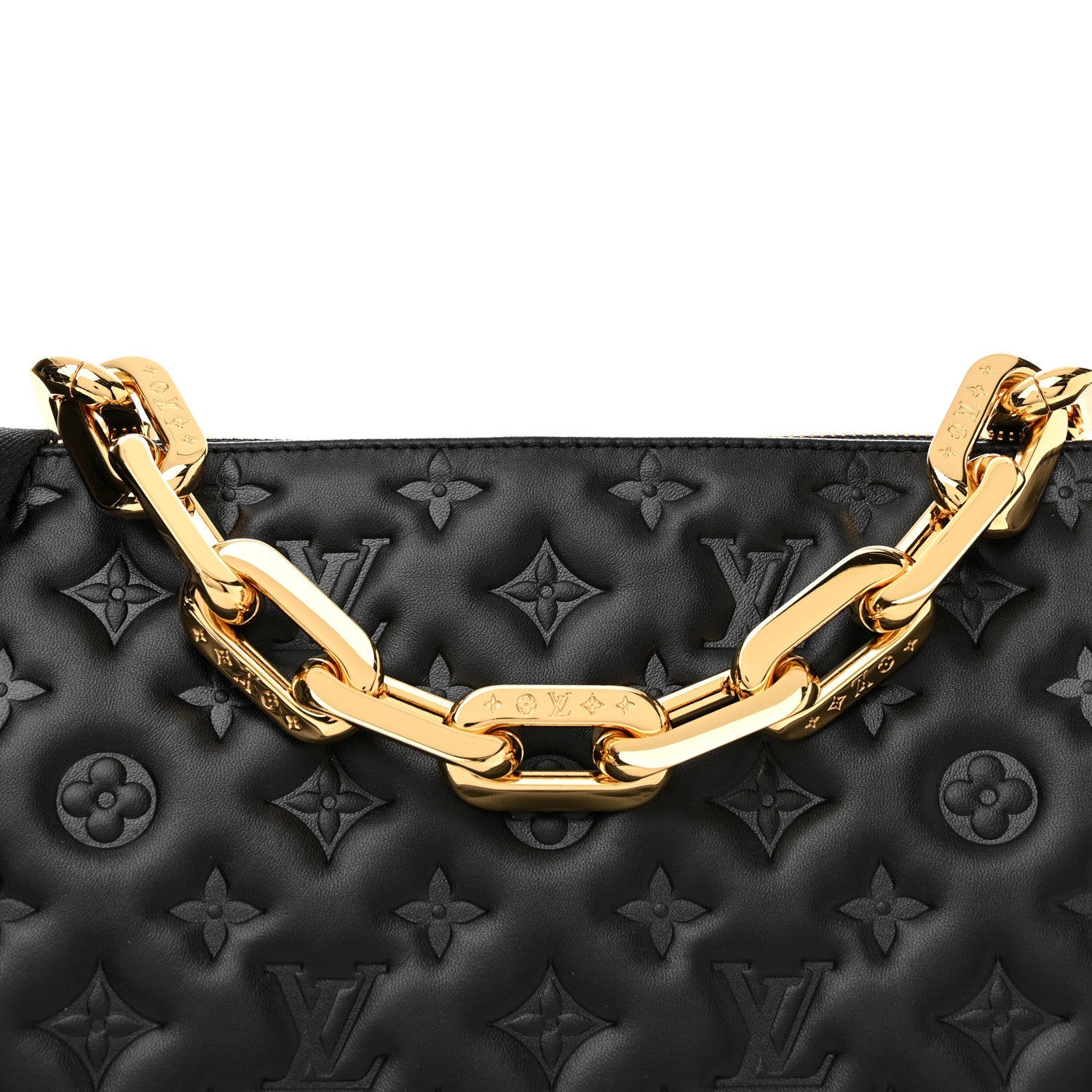 Louis Vuitton Lambskin Embossed Monogram Coussin MM Black 7 of 9