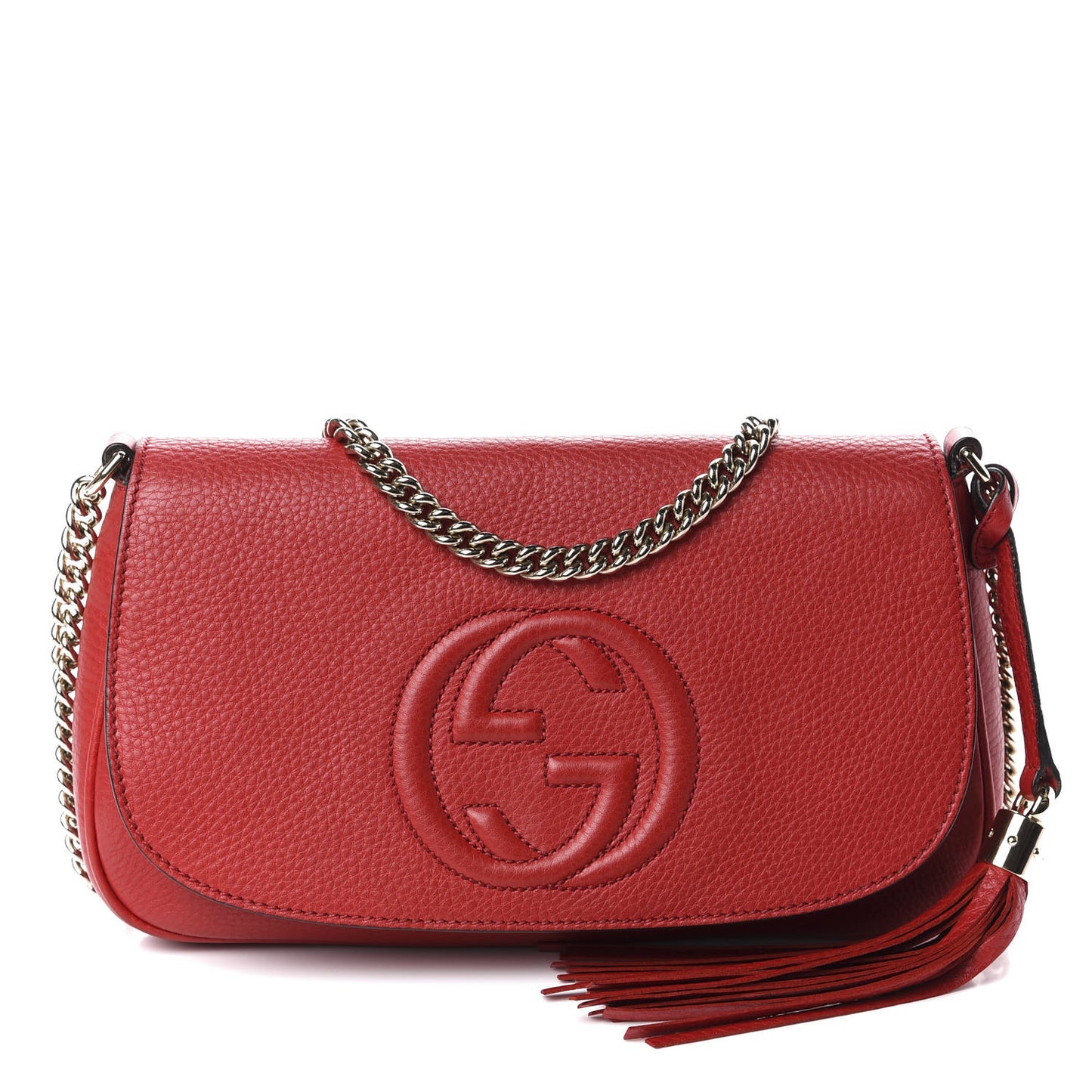 Pebbled Calfskin Medium Soho Flap Crossbody Tabasco Red