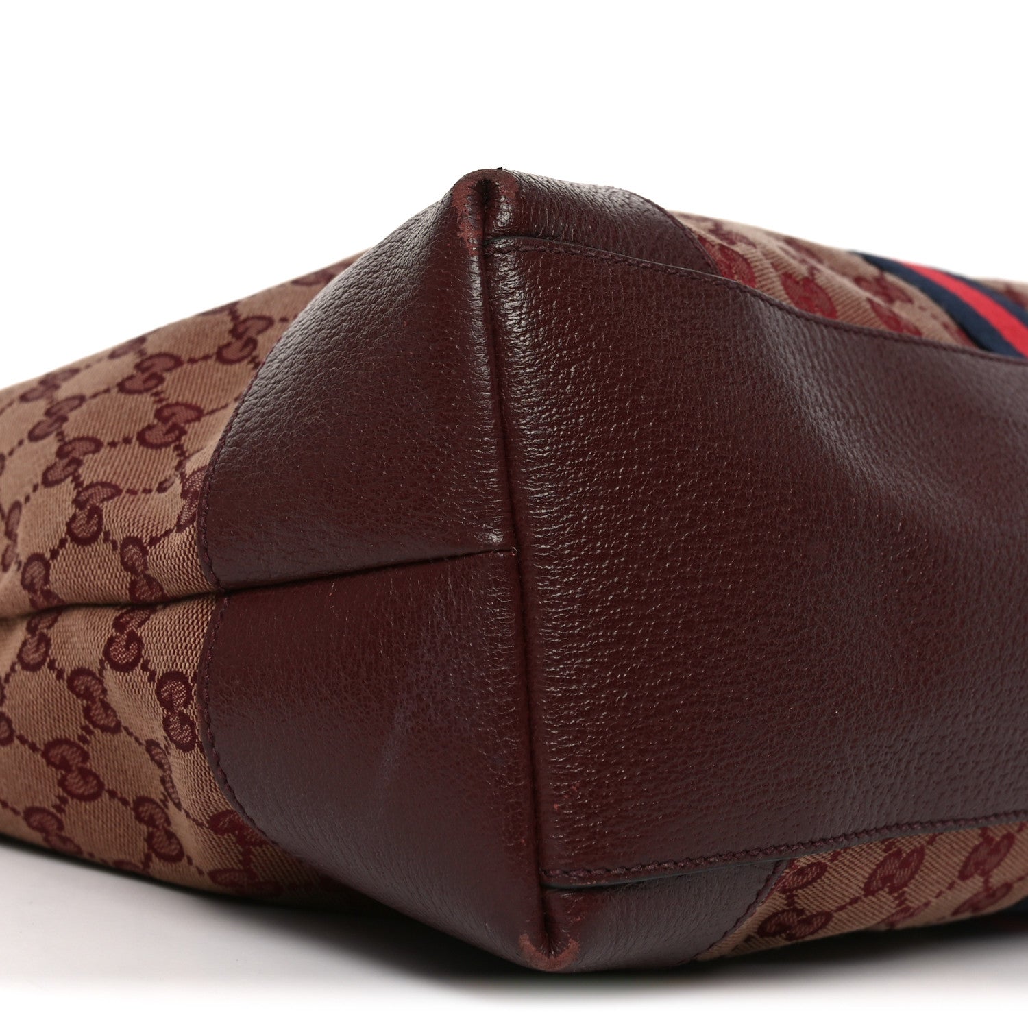 Gucci Monogram Textured Dollar Calfskin Web Medium Ophidia Shopping Tote Sahara Rubino Chardonnay 9 of 11