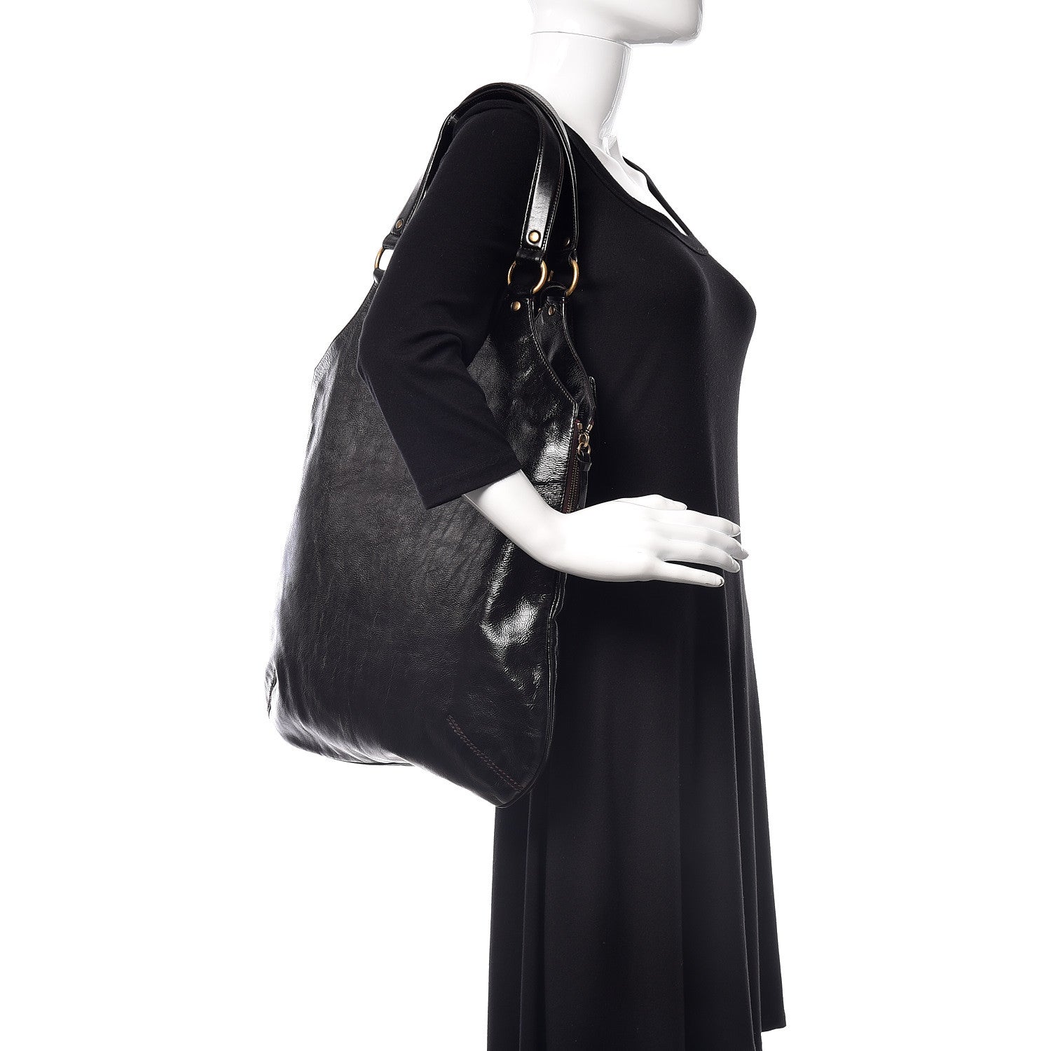 Saint Laurent Patent Tribute Tote Black 2 of 9
