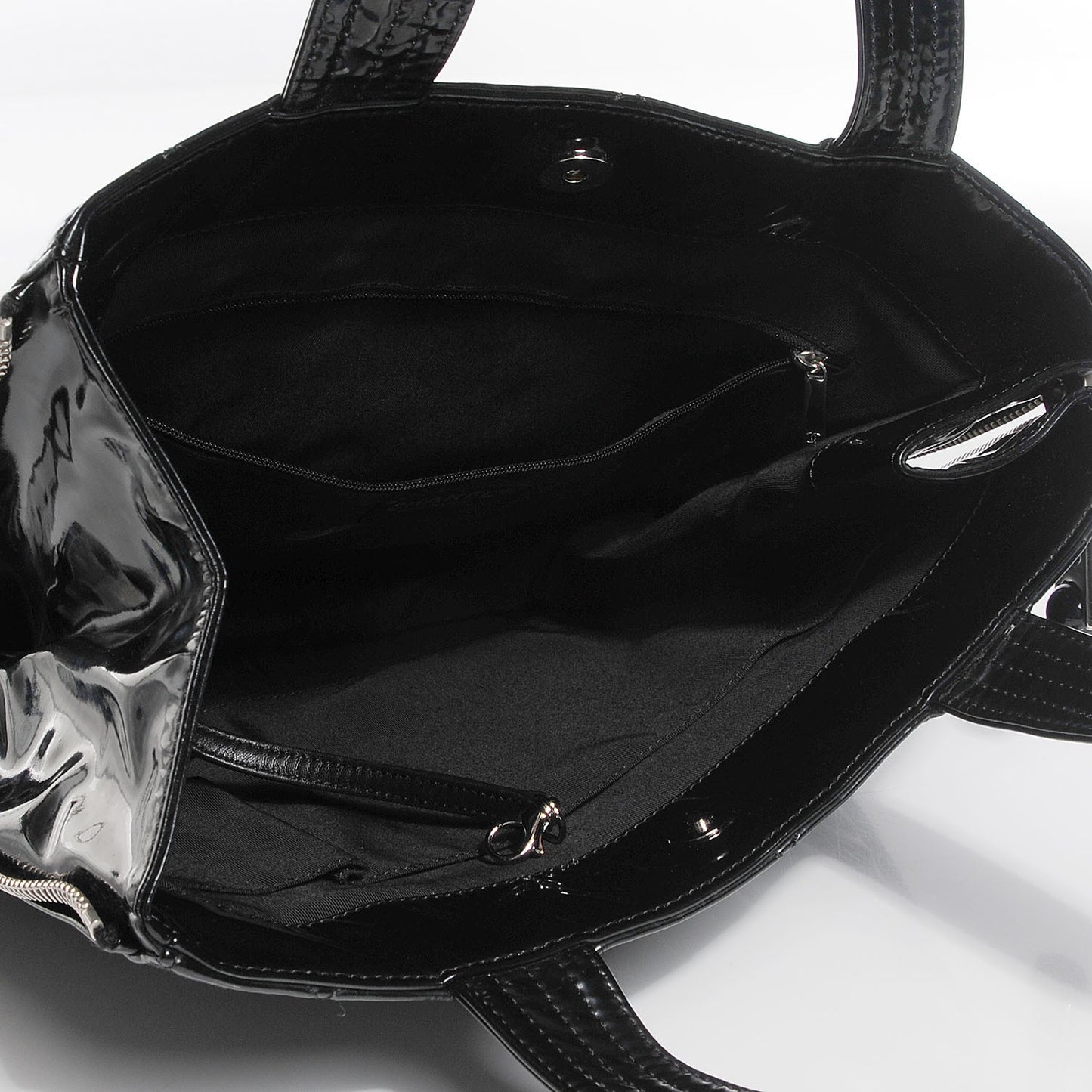 Vinyl Quilted CC Small Expandable Tote Black