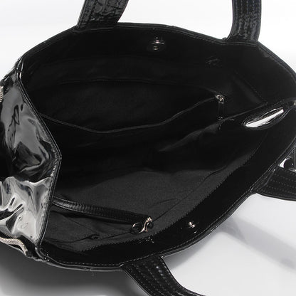 Chanel Vinyl Quilted CC Small Expandable Tote Black 5 of 7