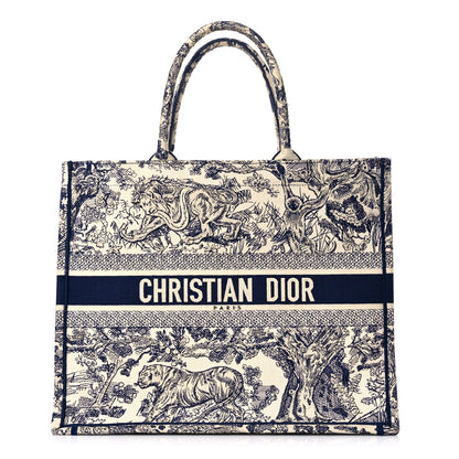 Christian Dior Canvas Embroidered Large Dioriviera Toile De Jouy Book Tote Blue 1 of 9