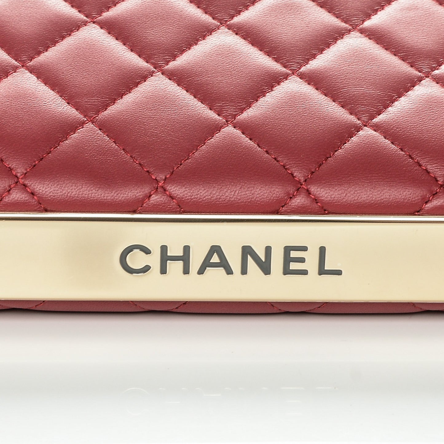 Lambskin Quilted Trendy CC Wallet On Chain WOC Dark Pink