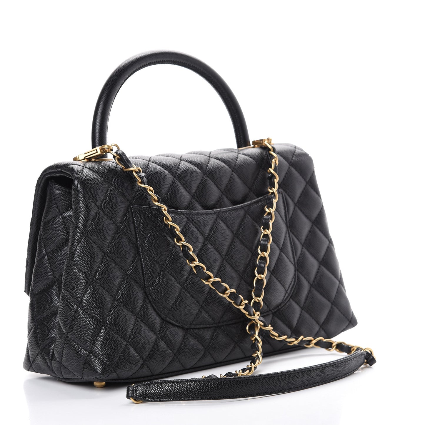 Caviar Quilted Small Coco Handle Flap Black