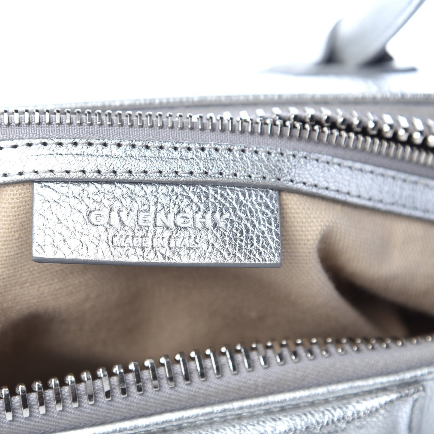 Metallic Sugar Goatskin Small Antigona Silver