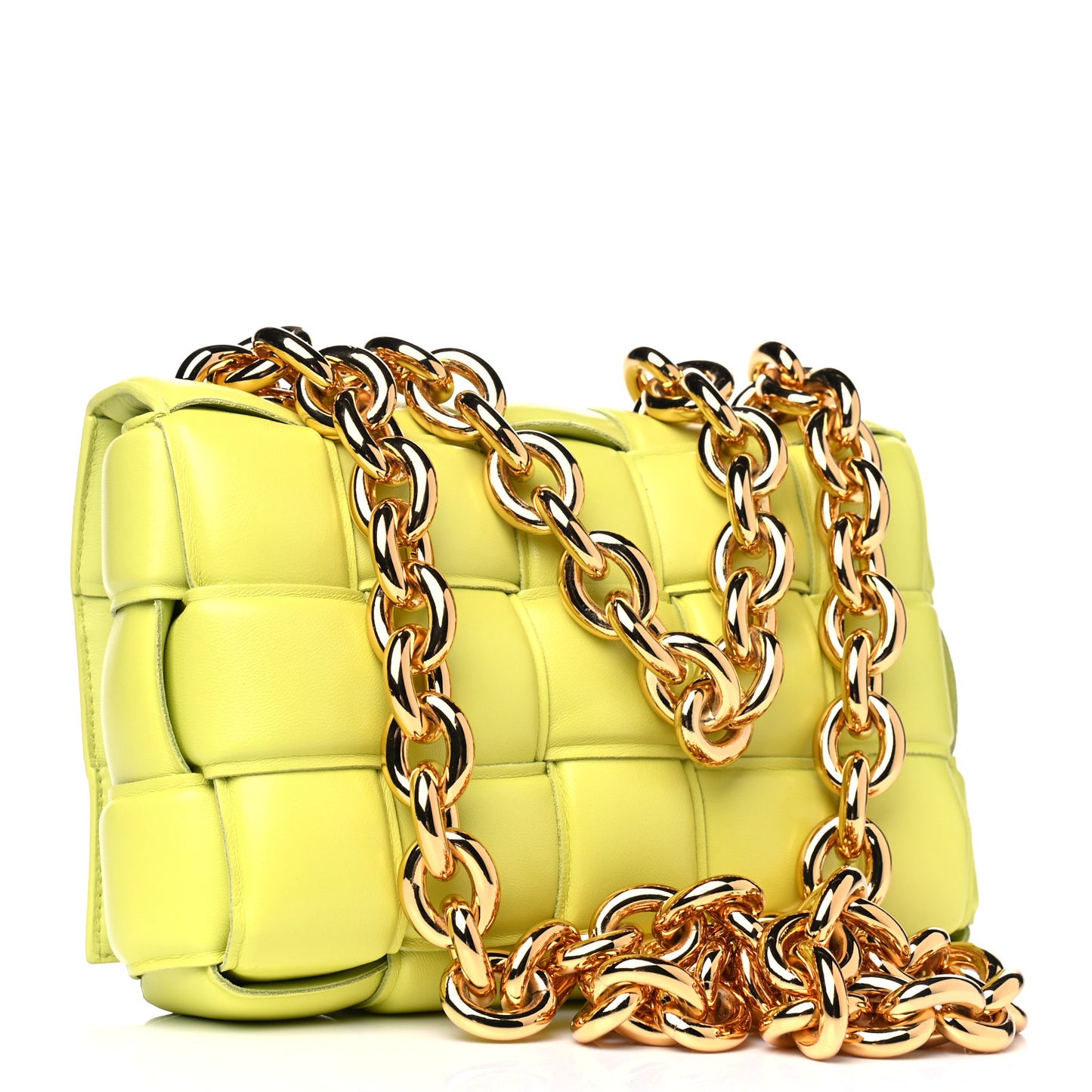 Lambskin Maxi Intreccio Padded Chain Cassette Crossbody Bag Seagrass