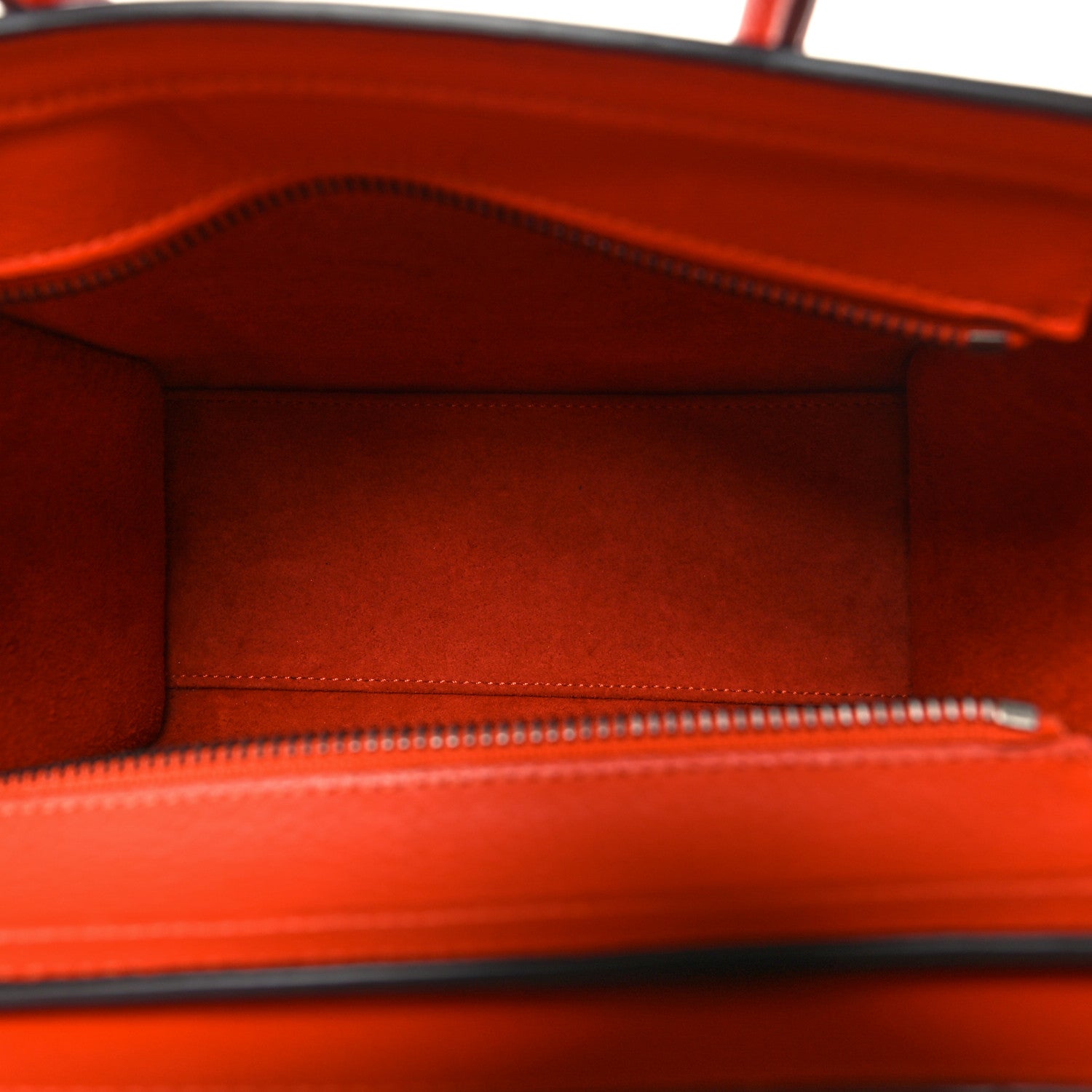 Celine Drummed Calfskin Nano Luggage Vermillion 5 of 9