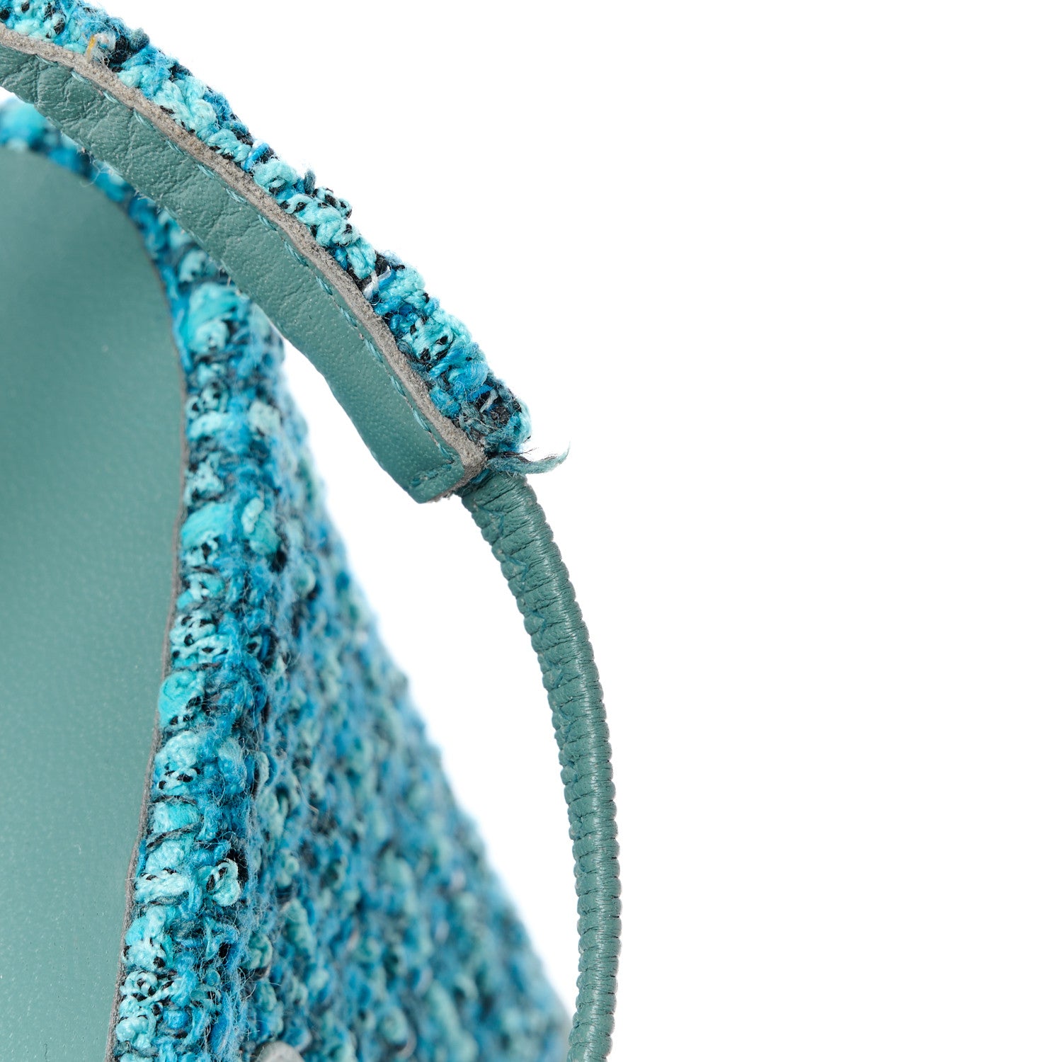 Chanel Tweed Lambskin Cap Toe CC Slingback Pumps 37 Blue Green 9 of 13