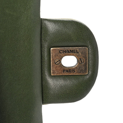 Chanel Lambskin Quilted Tri-Color Medium Double Flap Green Brown 10 of 11