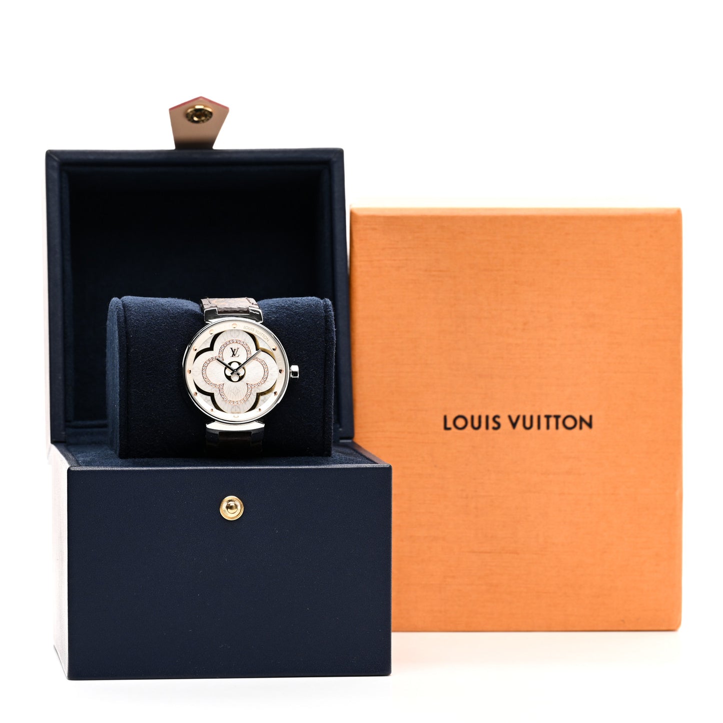 Stainless Steel Monogram Diamond 35mm Tambour Moon Divine Quartz Watch