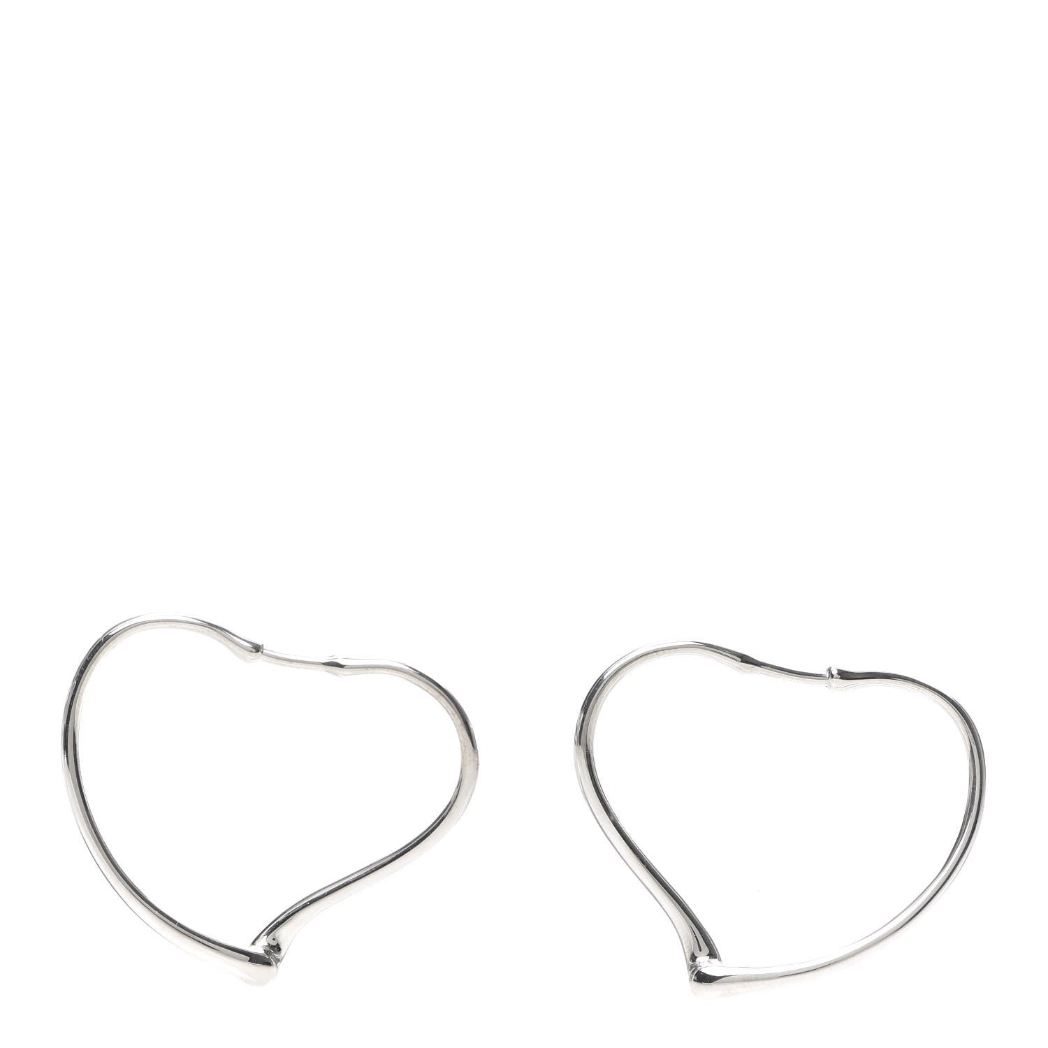 Tiffany Sterling Silver Small Elsa Peretti Open Heart Hoop Earrings 1 of 5