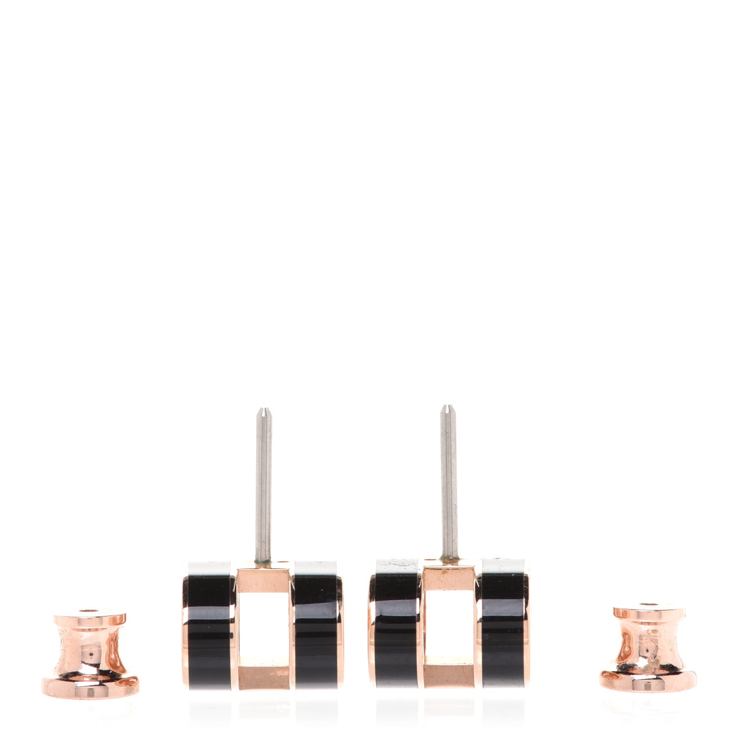 Hermes Rose Gold Lacquered Pop H Earrings Black 3 of 6