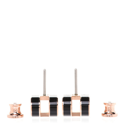 Hermes Rose Gold Lacquered Pop H Earrings Black 3 of 6