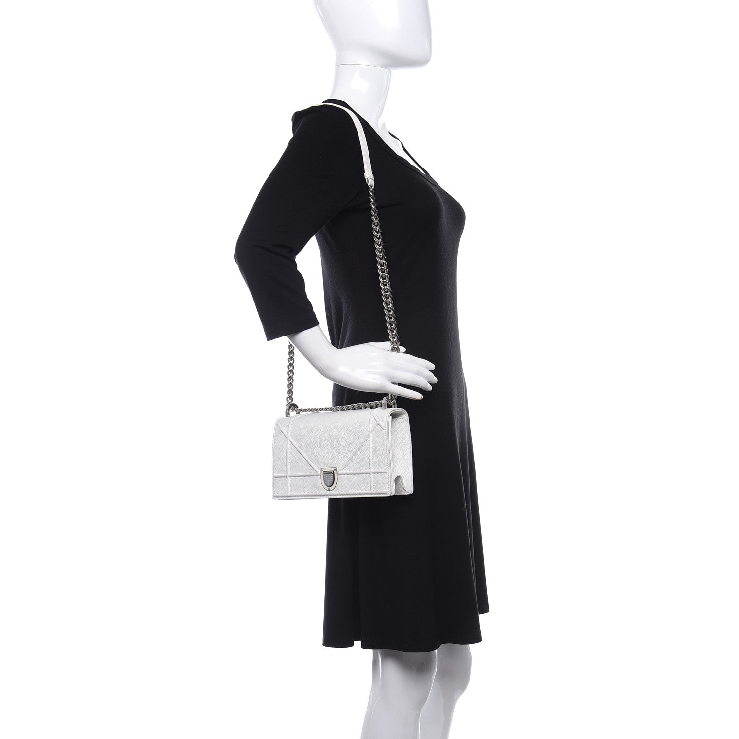 Christian Dior Grained Calfskin Small Diorama Flap Bag Off White 2 of 14
