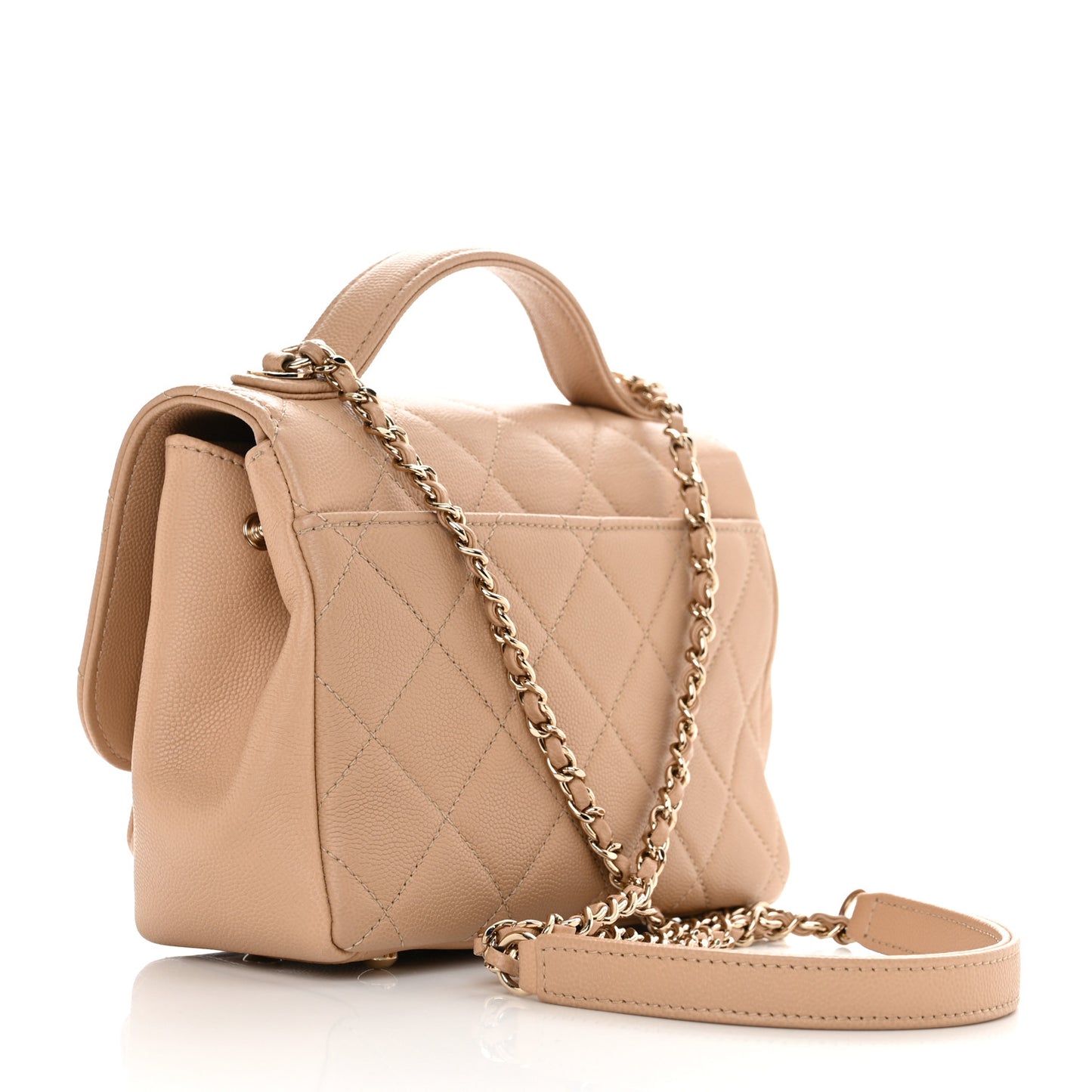 Caviar Quilted Small Business Affinity Flap Beige