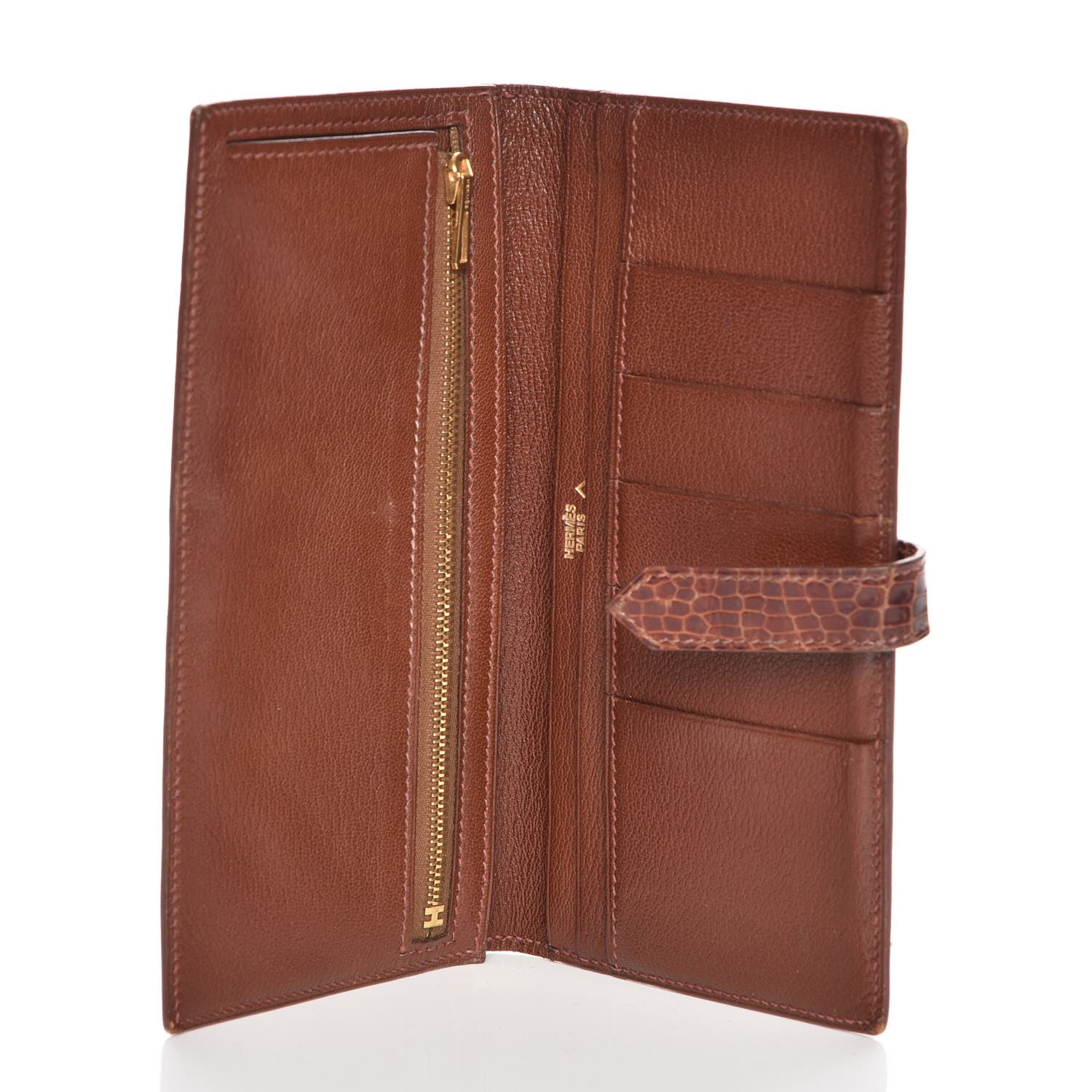 Hermes Shiny Porosus Crocodile Bearn Wallet Miel 5 of 8