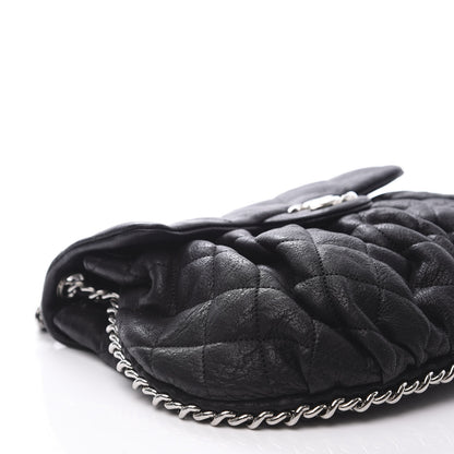 Chanel Crumpled Lambskin Quilted Medium Chain Around Messenger Black 7 of 10