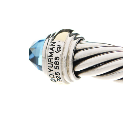 David Yurman Sterling Silver 14K Yellow Gold Blue Topaz 7mm Cable Classics Bracelet 4 of 4
