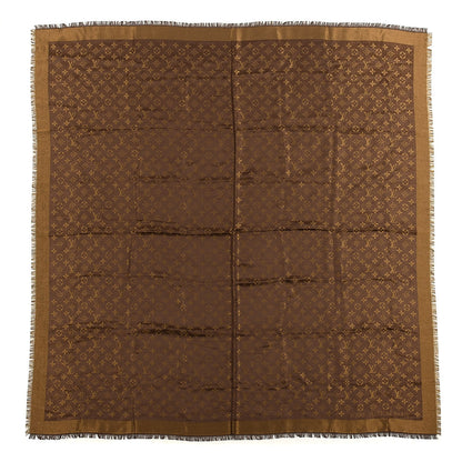 Louis Vuitton Silk Lurex Wool Monogram Shine Shawl Marron 2 of 6