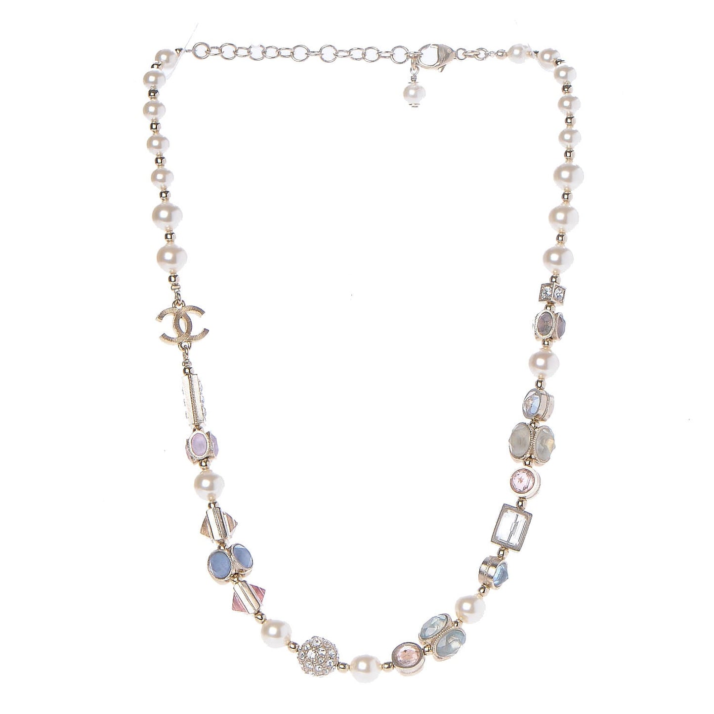 Pearl Crystal Short Necklace Gold Multicolor