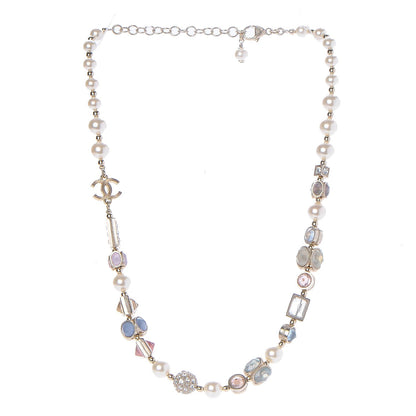Chanel Pearl Crystal Short Necklace Gold Multicolor 3 of 7