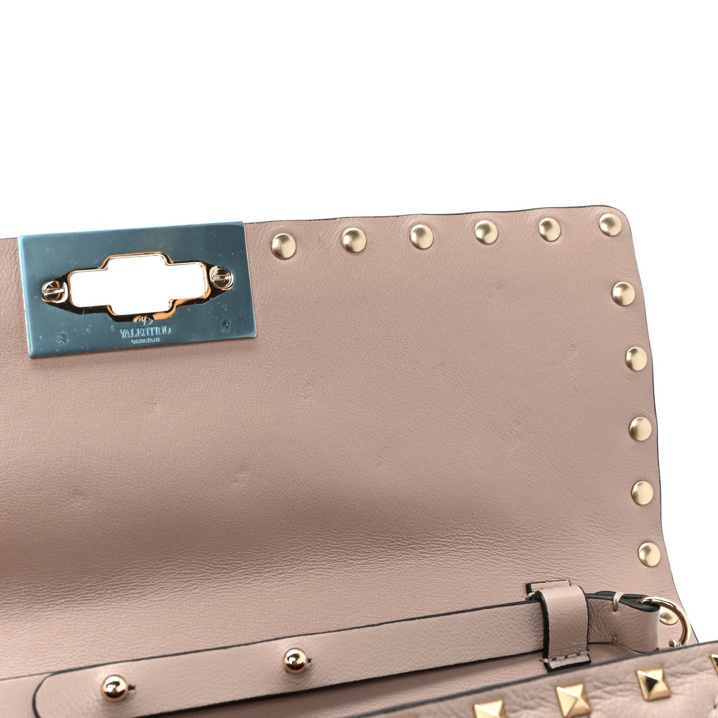 Lambskin Rockstud Spike Wallet on Chain Poudre