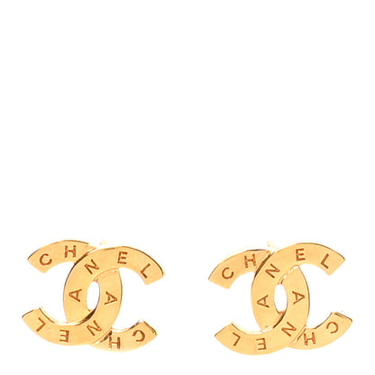 Chanel Metal CC Paris Button Stud Earrings Gold 1 of 5