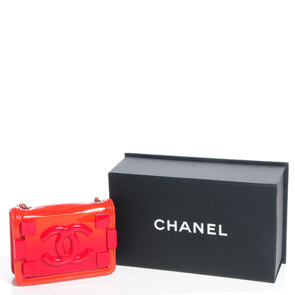 Chanel Plexiglass Patent Mini Boy Brick Flap Orange Red 5 of 8
