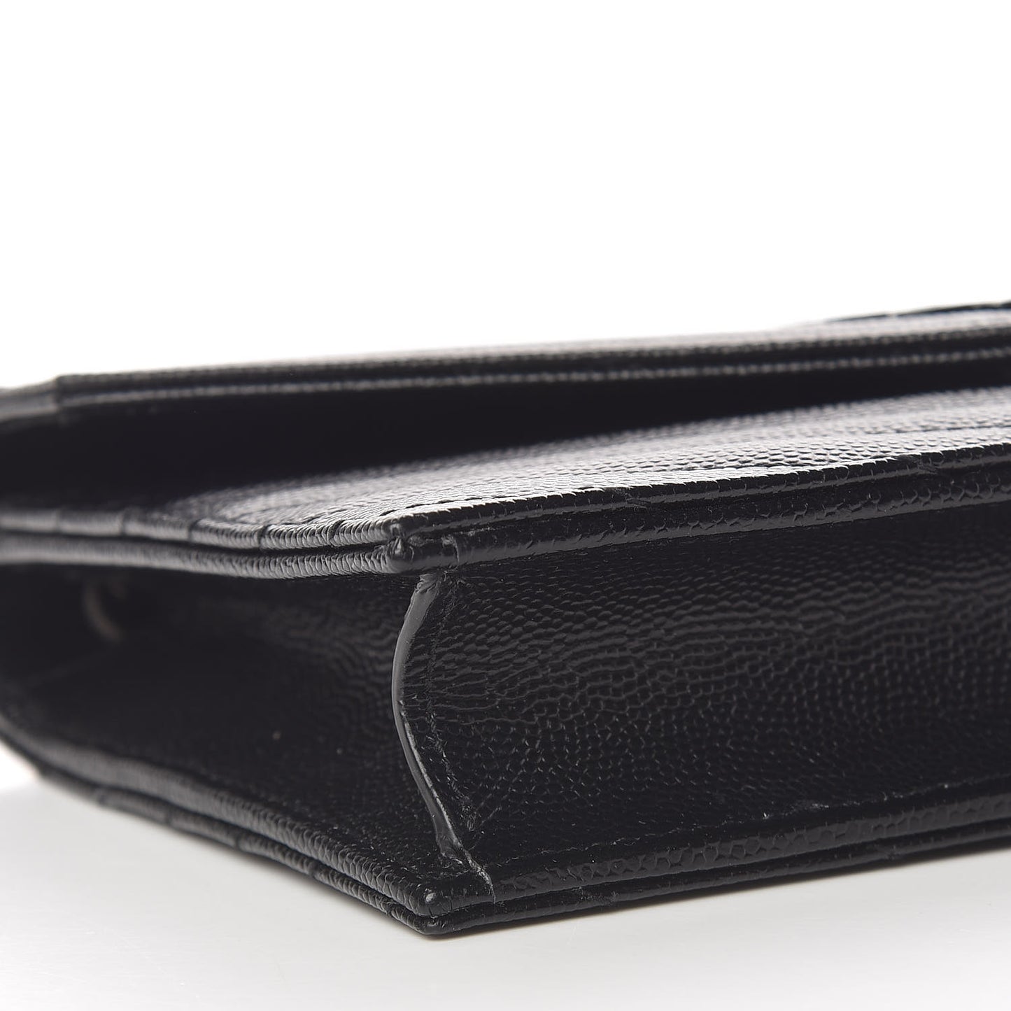 Grain De Poudre Matelasse Chevron Monogram Envelope Chain Wallet Black