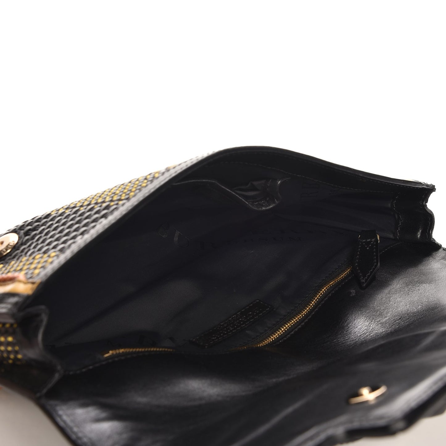 Prorsum Calfskin Cotton Woven Clutch Black Multi