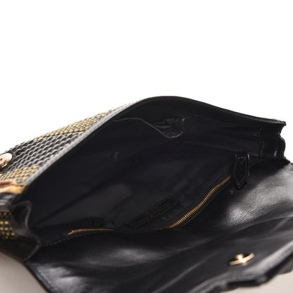 Burberry Prorsum Calfskin Cotton Woven Clutch Black Multi 5 of 10