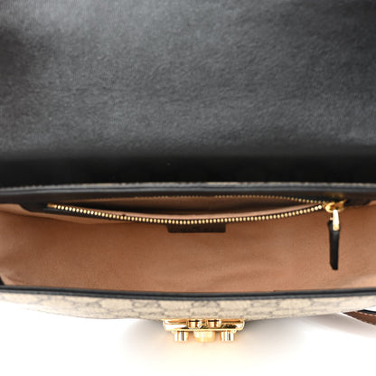 Gucci GG Supreme Monogram Calfskin Small Padlock Messenger Shoulder Bag Beige Black Cuir 5 of 11