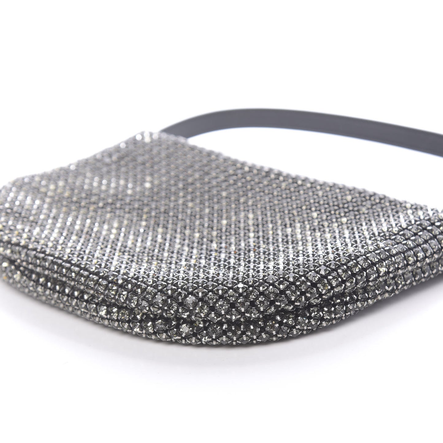 Mesh Crystal Wanglock Fortune Cookie Bag Black