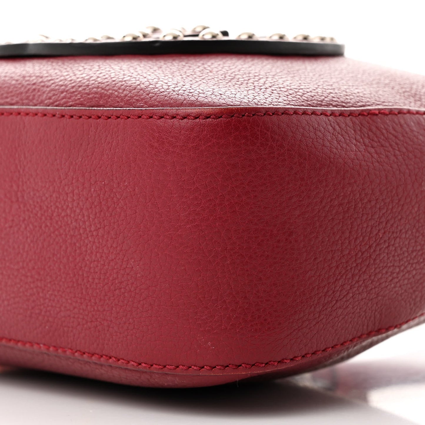 Pebbled Calfskin Studded Small Soho Disco Bag Soft Burgundy