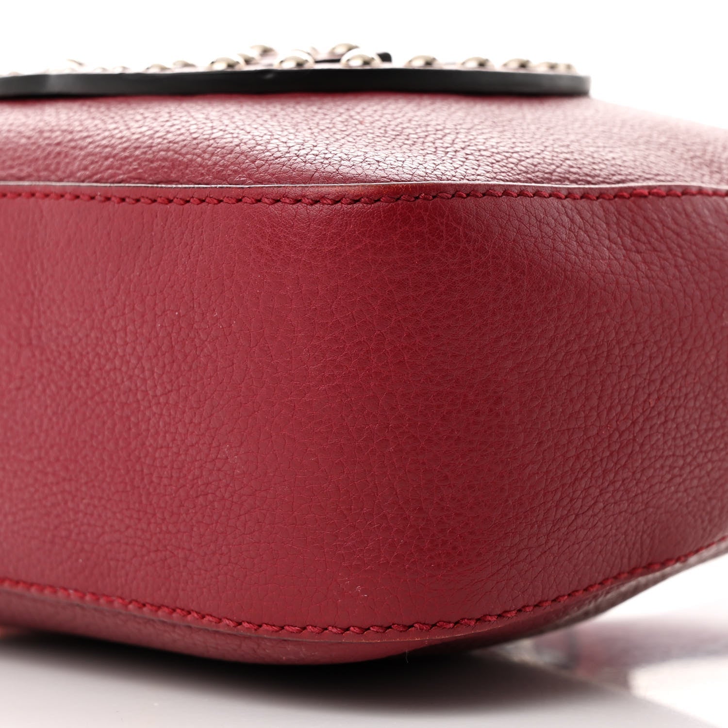 Gucci Pebbled Calfskin Studded Small Soho Disco Bag Soft Burgundy 10 of 11
