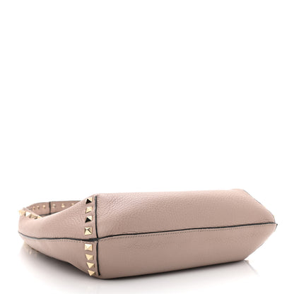 Valentino Garavani Pebbled Calfskin Small Rockstud Flip Lock Hobo Poudre 4 of 10