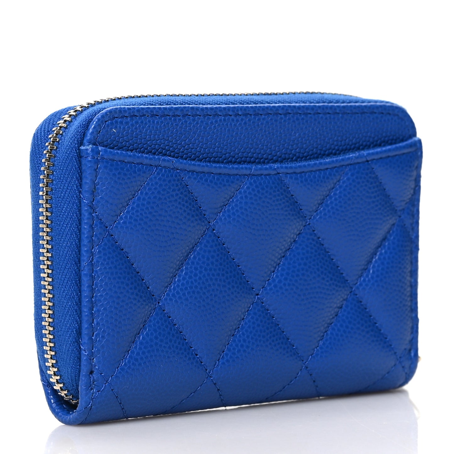 Caviar Quilted Zip Coin Purse Dark Blue