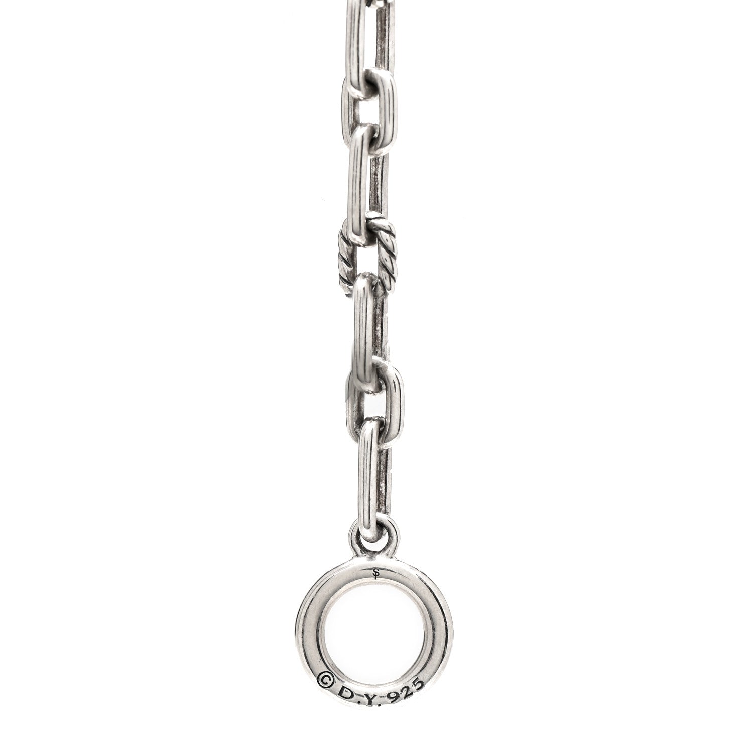 David Yurman Sterling Silver Diamond Wellesley Long Chain Link Necklace 4 of 5